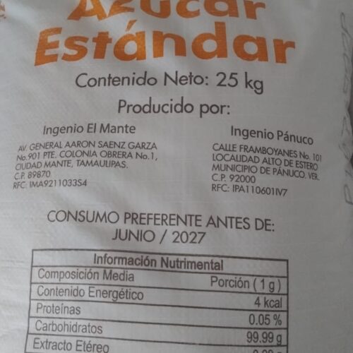 BULTO DE AZUCAS STD 25 KG