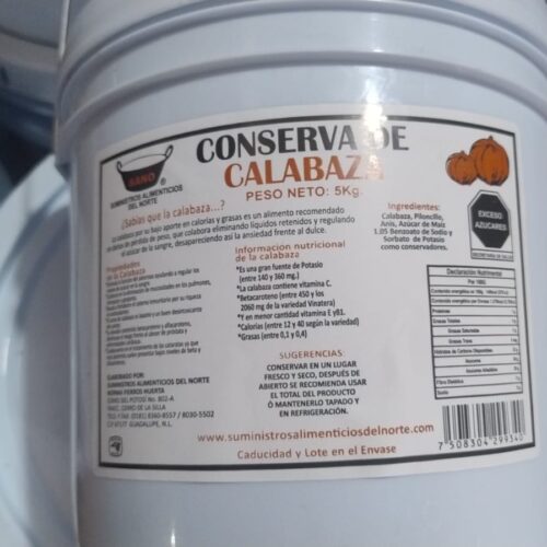 CONSERVA DE CALABAZA CUBETA 5 kg